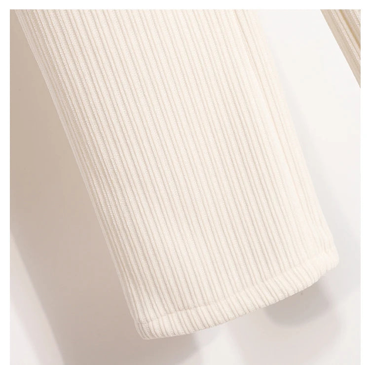 New 2024 Winter Pants For Women Thick Velvet High Elastic Waist White Or Black Chenille Pants Women Streetwear Wide Leg Trousers