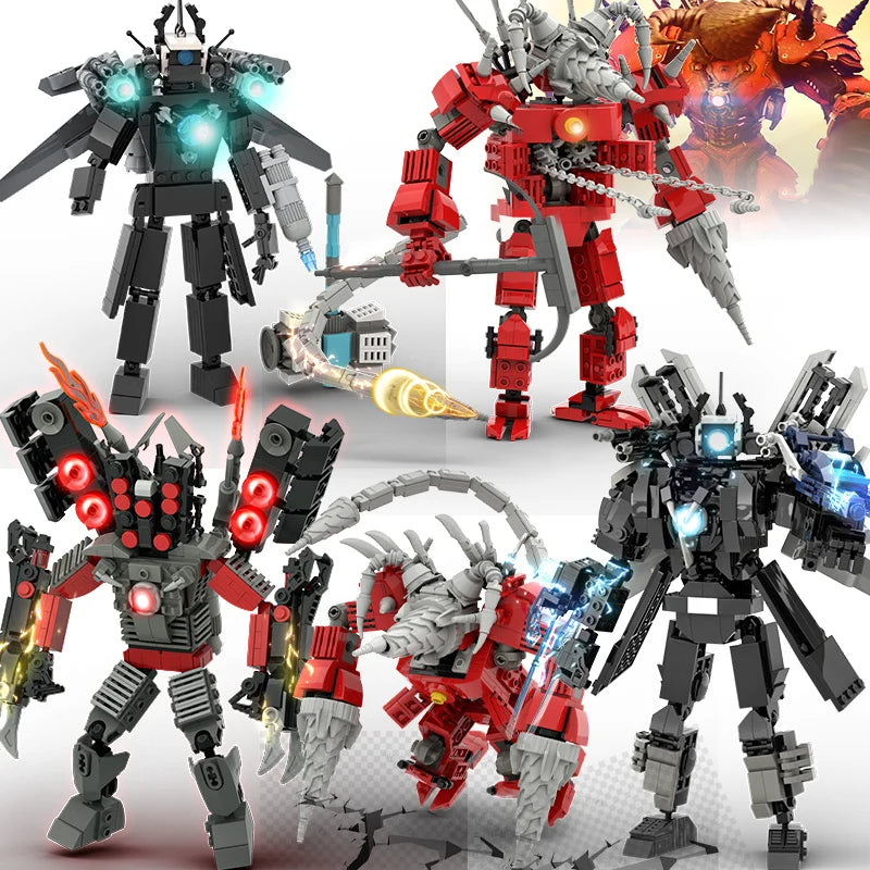 New Skibidi Toilete Building Block Titan Clock Man 2.0 TVman Speakerman Drill Man Bricks Model Toys for Kid Birthday Easter Gift