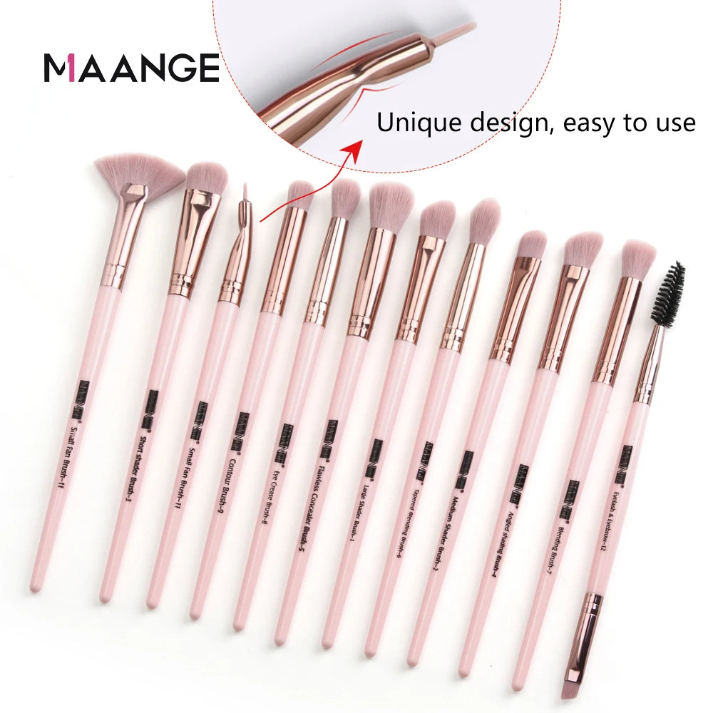 Maange 12pcs Eye Makeup Brush Sets Makeup Tools Eye Shadow Brush Concealer Brush Blending Brush Lip Brush For Makeup Beginner