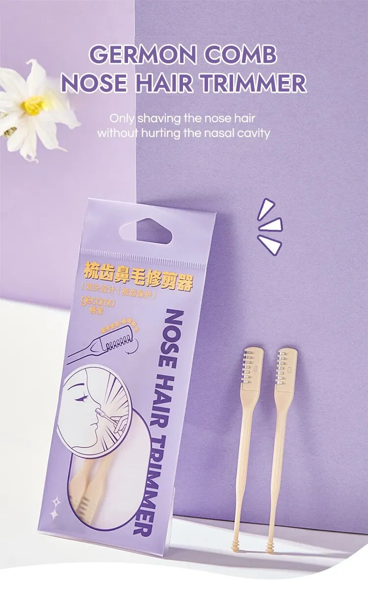 GECOMO Comb Nose Hair Trimmer Nose Hair Scraper Clean Nose Hair Trimmer Shaving Scissors Two Packs