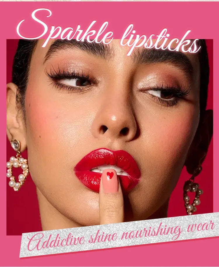 Diamond Metallic Pearlescent Lipstick Shiny Non-stick Cup Matte Velvet Waterproof Lip Stick Sexy Red White Lips Makeup Cosmetics