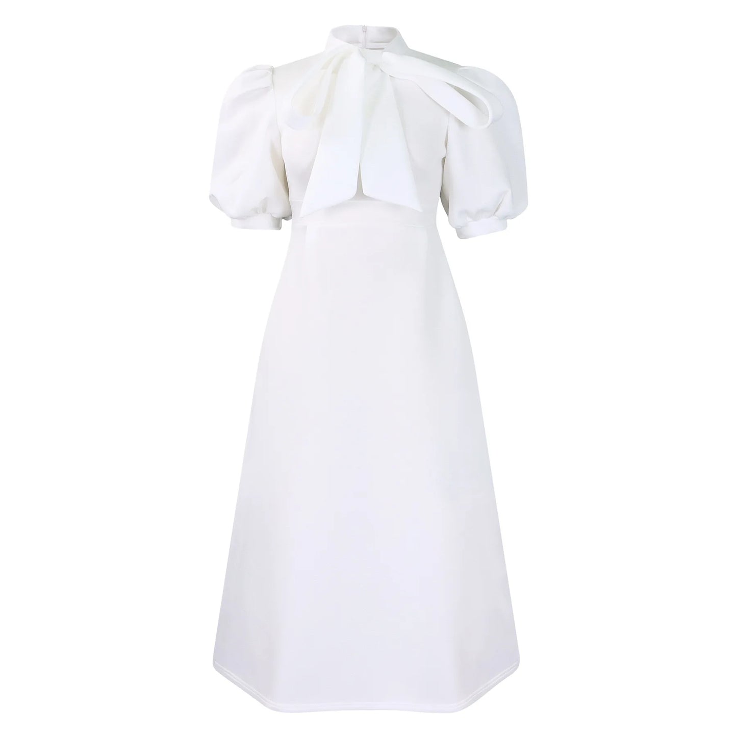 Elegant Party Dresses for Woman 2024 Luxury Bow Collar Short Sleeve High Waisted A Line Pleated Ankle Length Birthday Party Robe