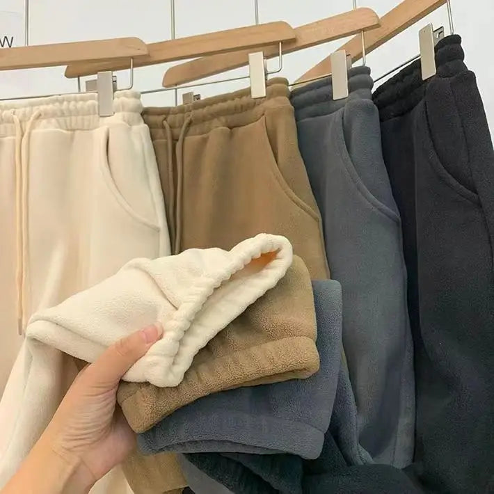 Women Winter Thick Warm Trousers Warm Double-sided Polar Fleece Harem Pants Casual Sports High Waist Comfortable Baggy Long Pant