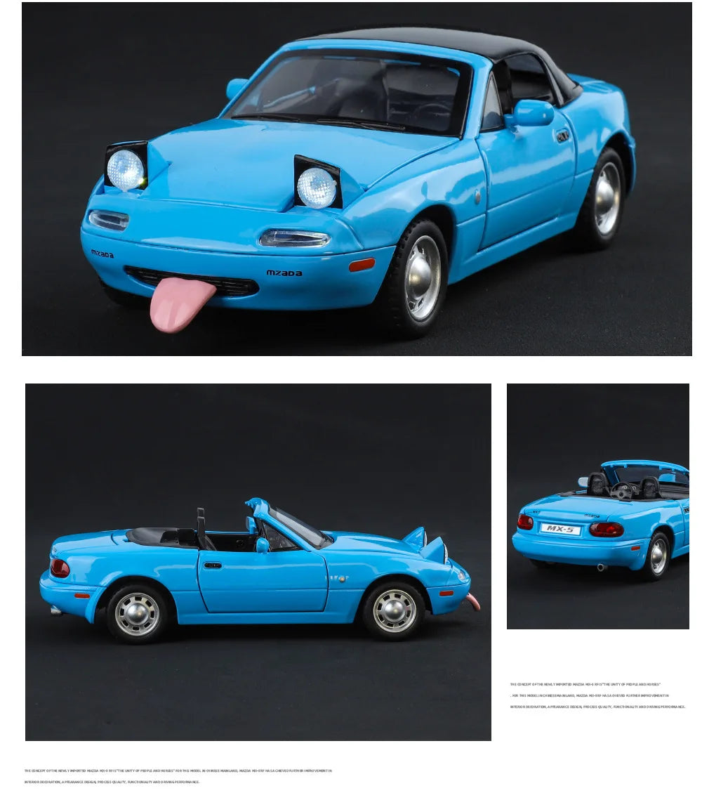 1/24 Mazda Miata MX5 Roadster Toy Car Model Diecast Alloy Metal Miniature Vehicle Model Sound & Light Collection Gift For Boy
