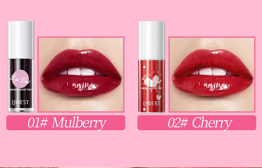 QIBEST Mirror Lip Glaze Water Lipgloss Sexy Red Lip Tint Liquid Lipstick Long-lasting Moisturizing Natural Beauty Lips Cosmetics