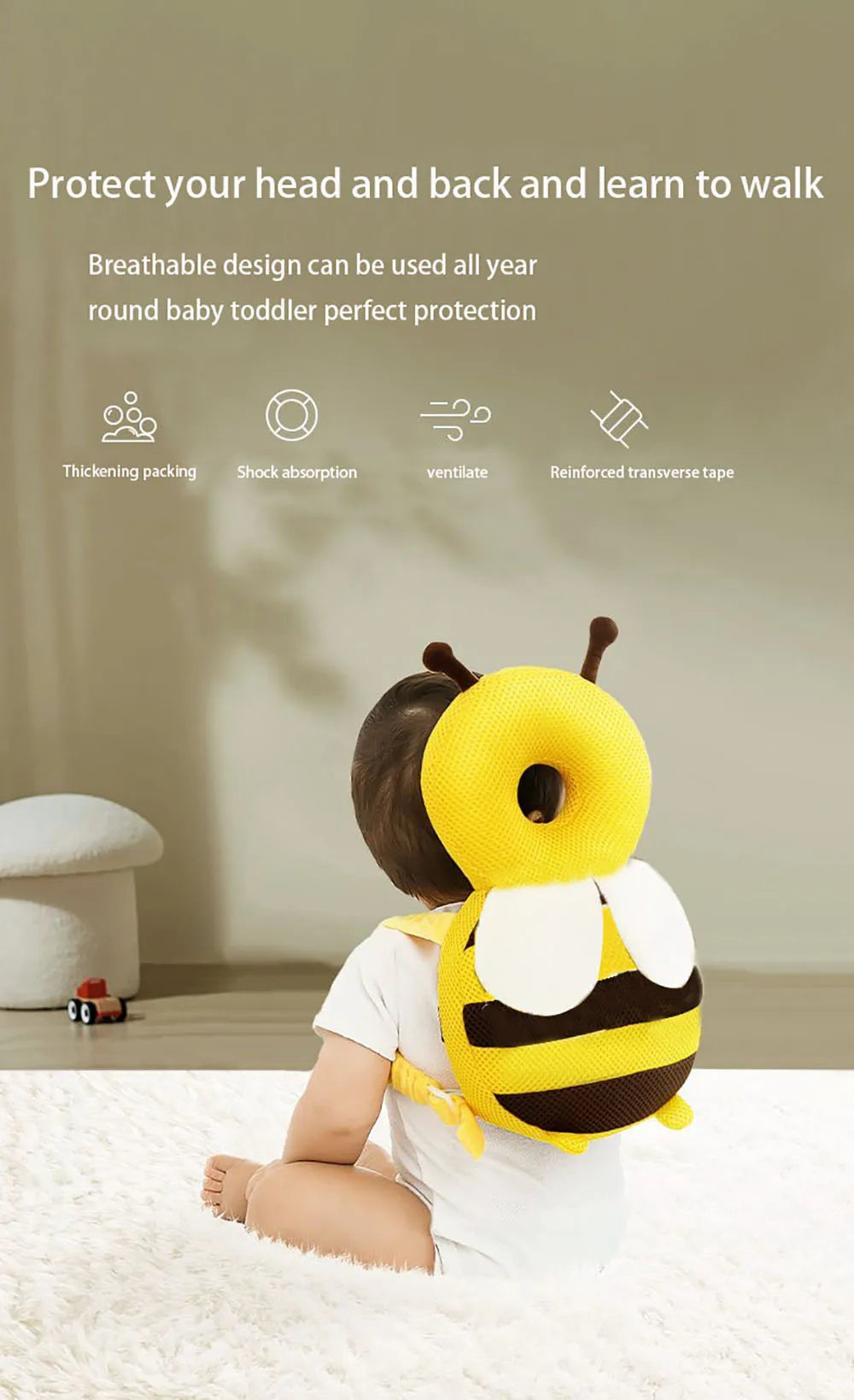 Baby Summer and Autumn Walking Head Protection Pad and Collision Prevention