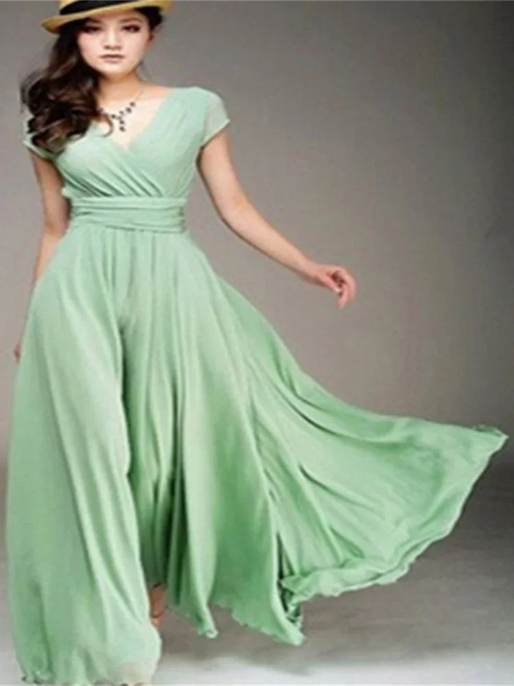 Elegant bodycon sexy Women's dress for women 2022 summer short sleeve chiffon boho party dresses woman robe femme ladies