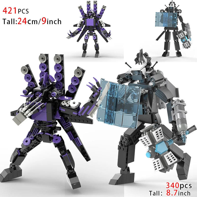 New Skibidi Toilete Building Block Titan Clock Man 2.0 TVman Speakerman Drill Man Bricks Model Toys for Kid Birthday Easter Gift