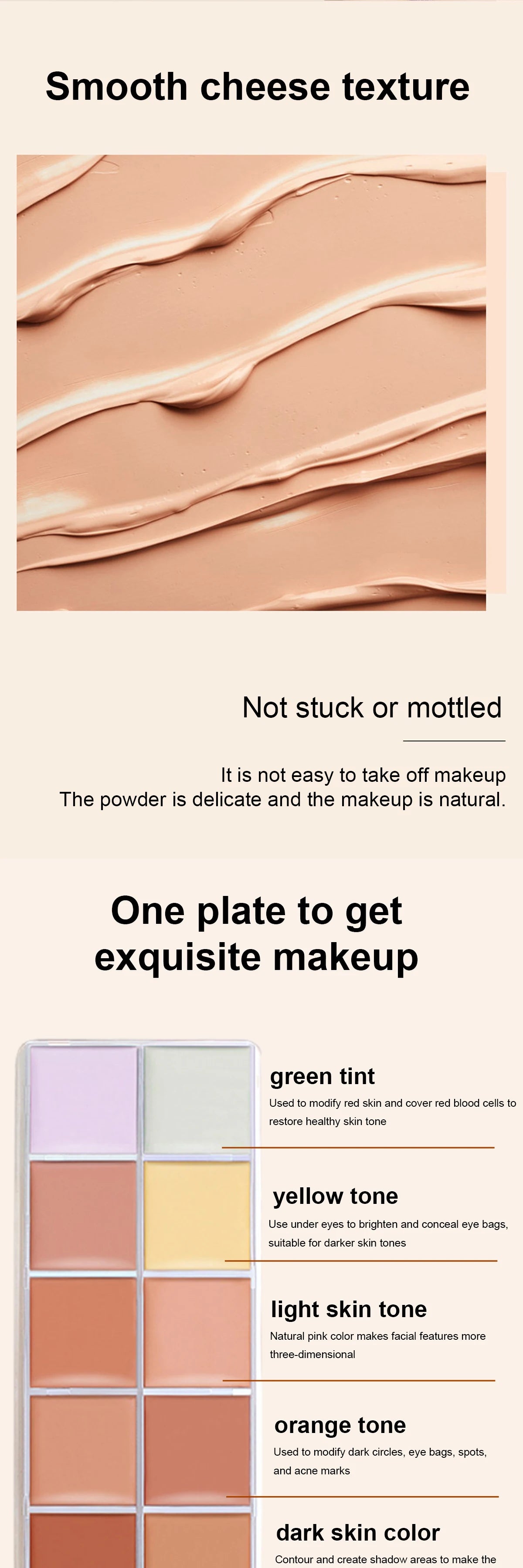 12 Color Concealer Foundation Makeup, Waterproof Skin Tone Correction Concealer, Long-term Full Coverage Makeup Facial Cosmetics