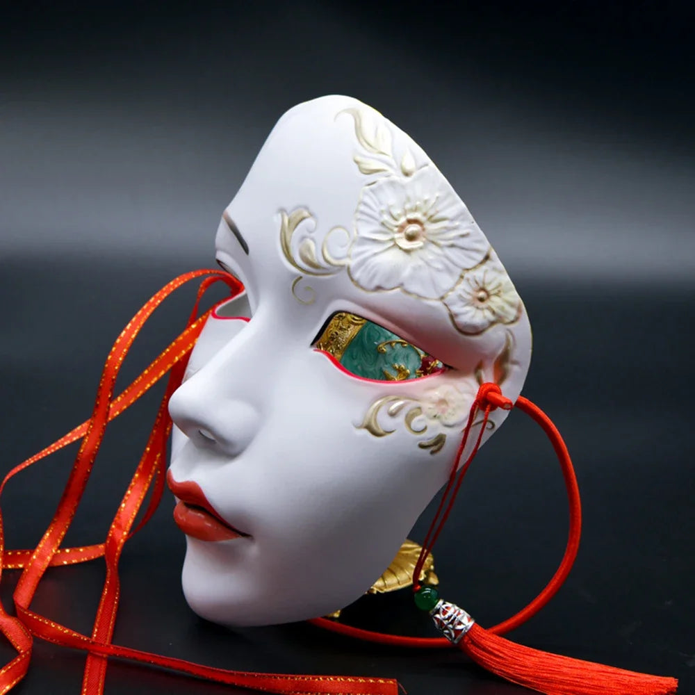 Adult Party Mask Hand Painted Makeup Full Face Carnival Queue Mask Kabuki  Masquerade  For Carnival Mardi Gras Cosplay