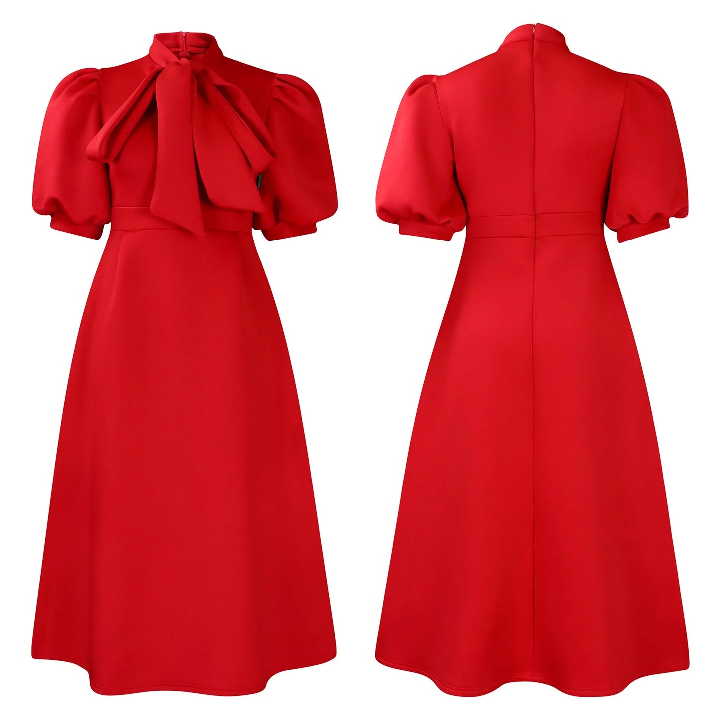 Elegant Party Dresses for Woman 2024 Luxury Bow Collar Short Sleeve High Waisted A Line Pleated Ankle Length Birthday Party Robe