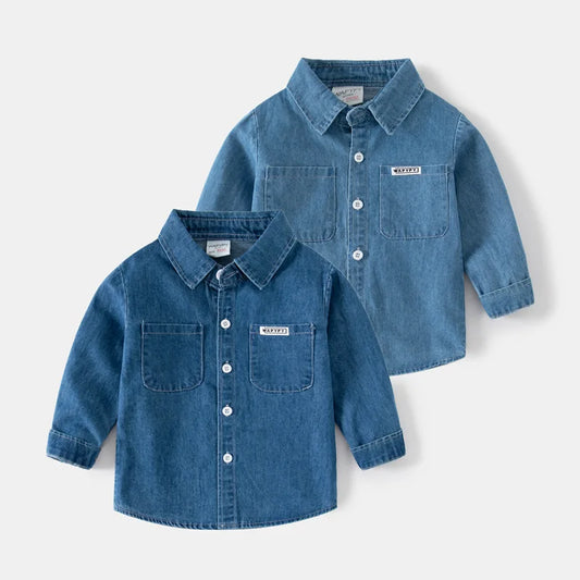 Fashion Jean Shirts for Baby Boys Children Spring Autumn Full Sleeve Denim Jackets Kids Lapel Shirt Coat 2 Colors Baby Clothes