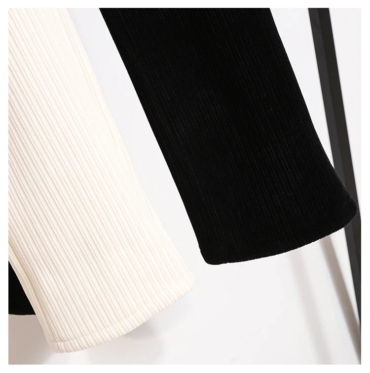 New 2024 Winter Pants For Women Thick Velvet High Elastic Waist White Or Black Chenille Pants Women Streetwear Wide Leg Trousers