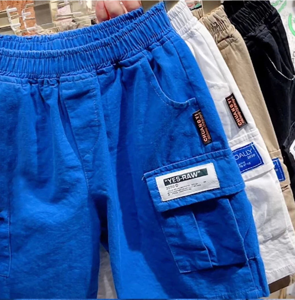 Kids Summer Cargo Pants Shorts For 2-12T Child Elastic Trouser Boy Summer Pants Teen Loose Pants Boys Shorts Sweatpants 남아 여름 바지