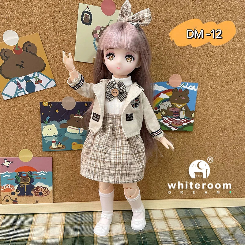 New 30cm BJD Doll High Beauty Asian Girl Toy For Chilren Retro Classic Wedding Dress Lolita Noble Rabbit Holiday Birthday Gift