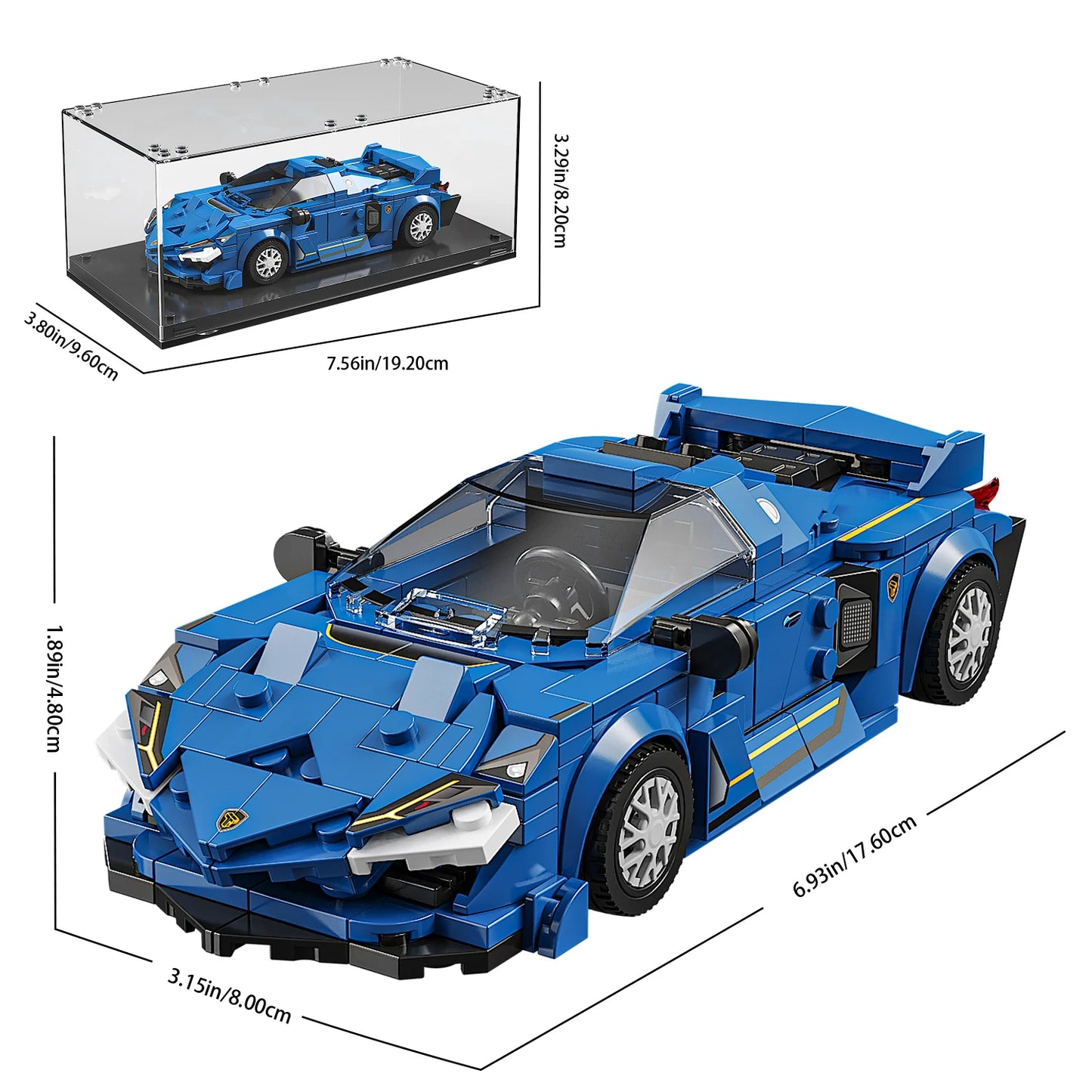 302PCS Building Blocks Sports Car Toy Classic Cars Bricks Model Educational Toys Set With Transparent Display Box Christmas Gift