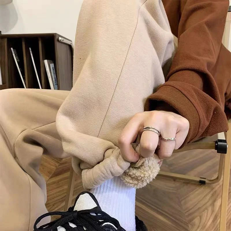 Fleece Sweatpants Women Winter Warm Casual Harem Pants Korean Fashion All Match Loose Thick Warm Trousers Female Autumn New