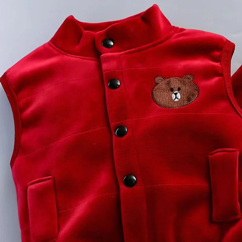 Boys Girls Padded Sets New Autumn Winter Children's Suits Kids Hooded Jackets+Pants 3Pcs Outfits Baby Spring Cartoon Clothing