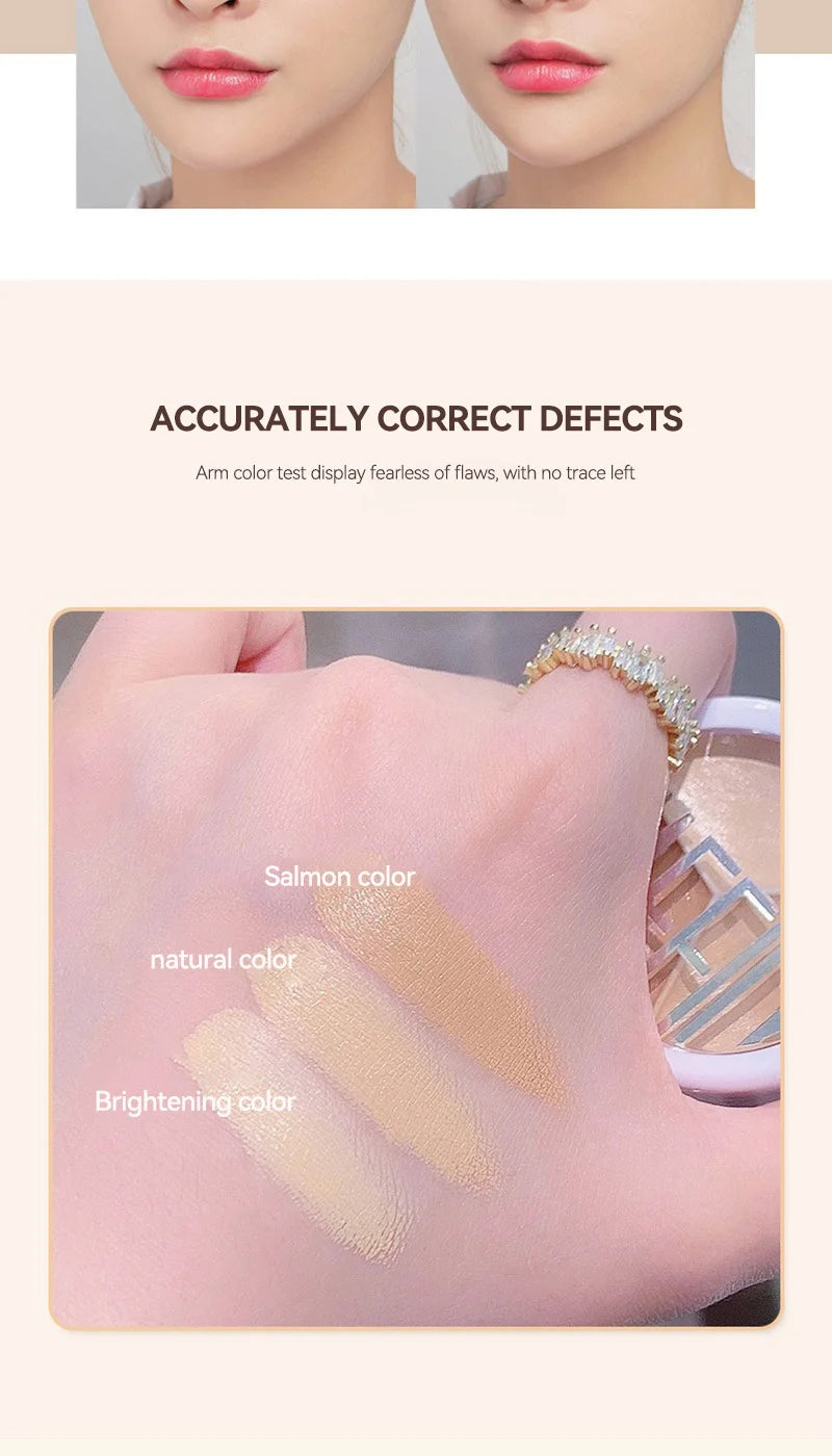 Maffick 3-Color Concealer, Provides Covering Concealer and Moisturizing, Covering Concealer with Concealer Foundation, Non-Fitting Powder, Also Available for Dry Impaired. Is Waterproof