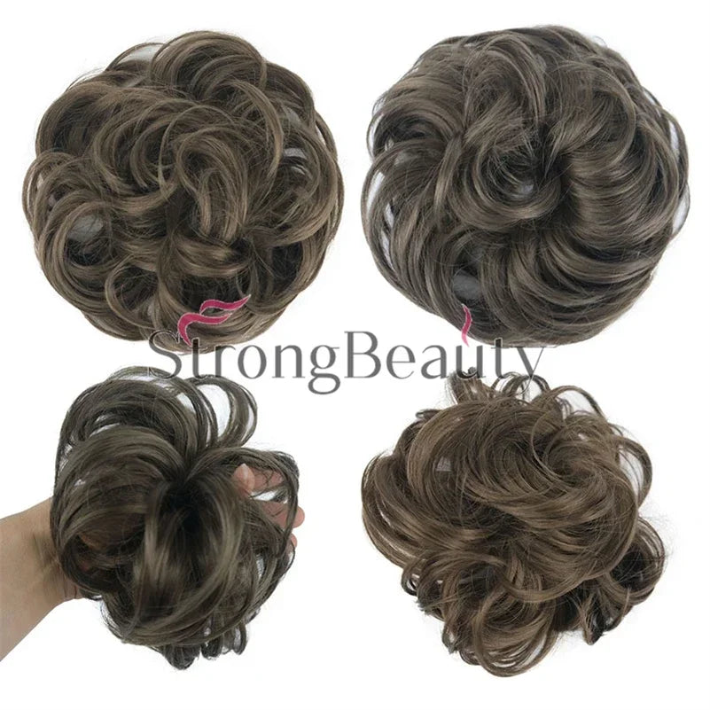 Synthetic Messy hair piece Daily Use Donut Chignon Scrunchies Fake Elastic Hairpiece Blonde Brown Bun For Women