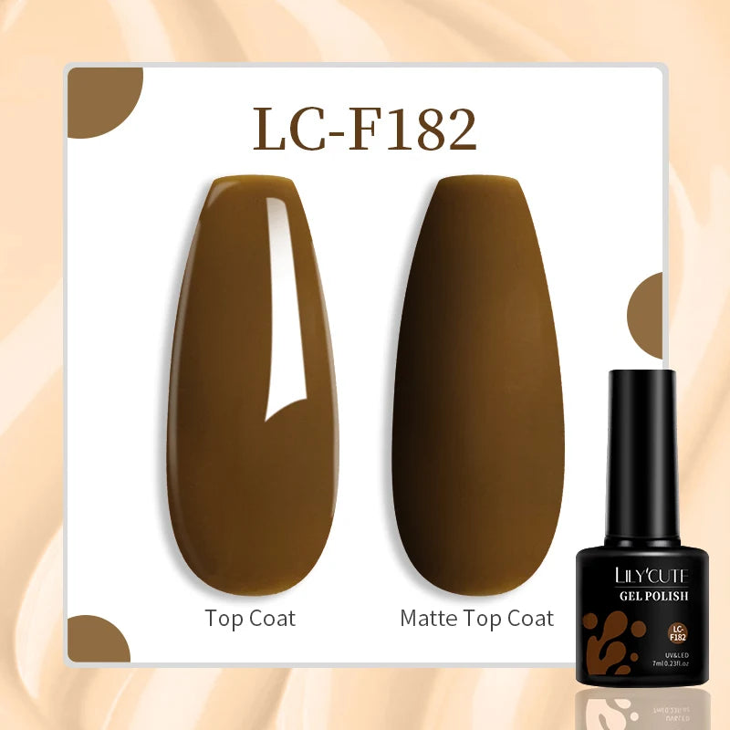 LILYCUTE 7ML Gel Nail Polish Brown Earth Coffee Color Series Semi Permanent UV Gel Chocolate Autumn Winter Nail Art Gel Varnish
