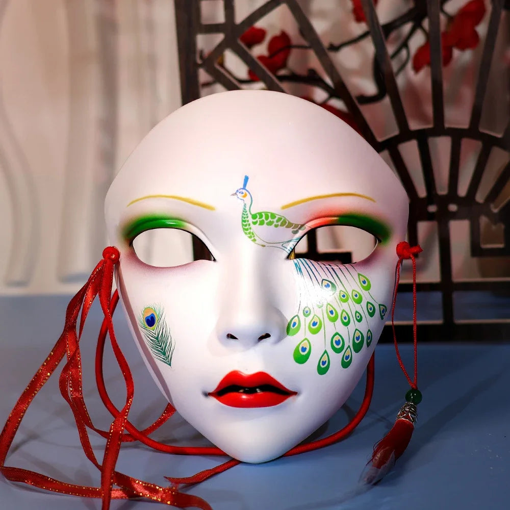Adult Party Mask Hand Painted Makeup Full Face Carnival Queue Mask Kabuki  Masquerade  For Carnival Mardi Gras Cosplay