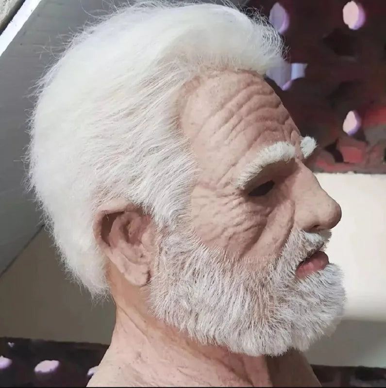 Mr máscara branca halloween novo homem velho careca chapelaria real cosplay adereços fotografia acessórios