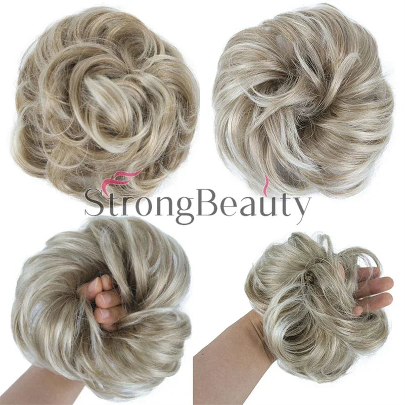 Synthetic Messy hair piece Daily Use Donut Chignon Scrunchies Fake Elastic Hairpiece Blonde Brown Bun For Women