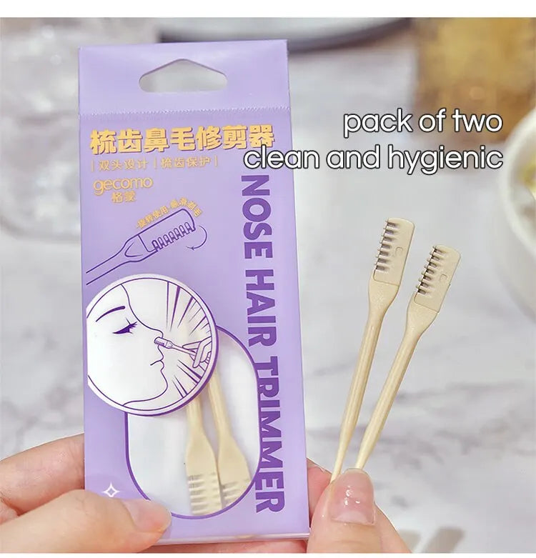 GECOMO Comb Nose Hair Trimmer Nose Hair Scraper Clean Nose Hair Trimmer Shaving Scissors Two Packs