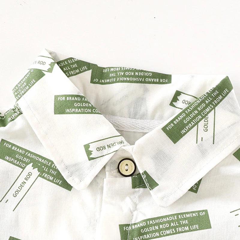 2-8Y Boys Shirt Formal Kids Gentlemen Tops Clothes Hawaii Short Sleeved Cotton baby Children Clothing DS29