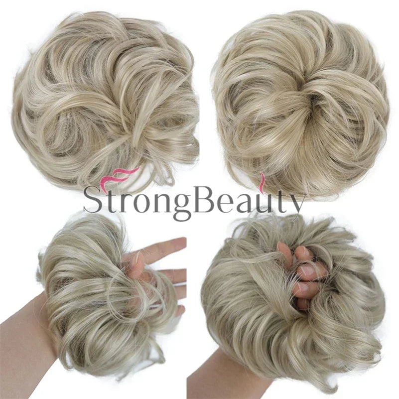 Synthetic Messy hair piece Daily Use Donut Chignon Scrunchies Fake Elastic Hairpiece Blonde Brown Bun For Women