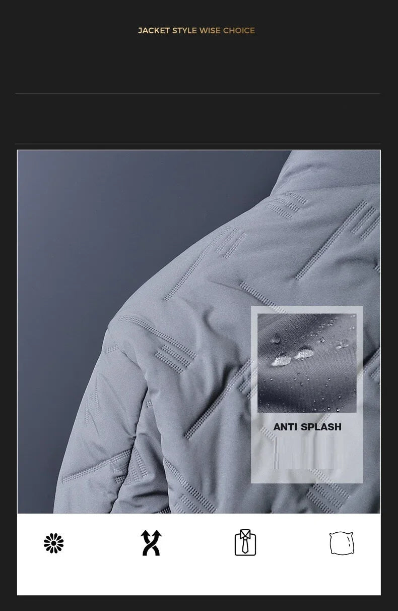 Winter Casual Fashion Streetwear Jacket Mens Puffer Coats Mens Clothes  Standing Collar Warm Top Coat Middle-aged Men With Plush