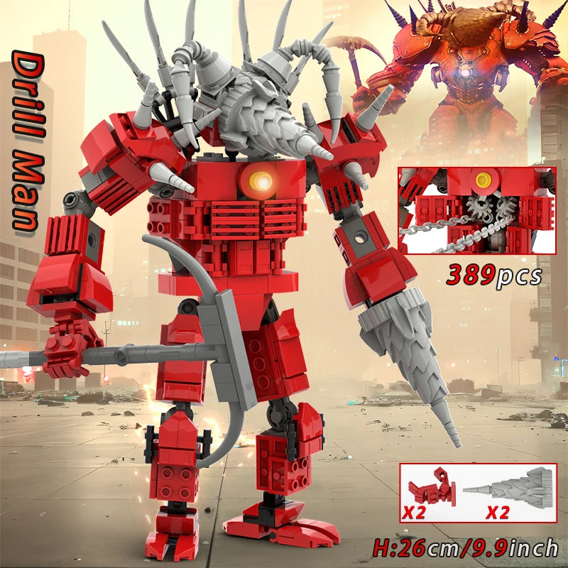 New Skibidi Toilete Building Block Titan Clock Man 2.0 TVman Speakerman Drill Man Bricks Model Toys for Kid Birthday Easter Gift