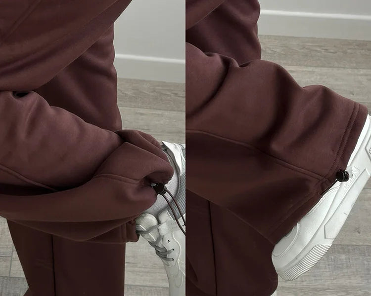 Women Tracksuits Winter Fleece Sweatsuit Brown Warm Crop Zipper Hoodies And Sweatpants Set For Women 2 Piece Velvet Pants Sets