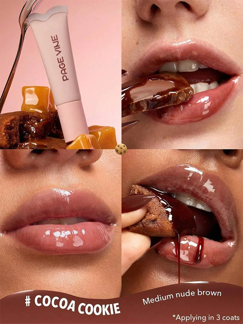 Lip Oil Set 4 Supports Long Lasting Nourishing and Moisturizing Mirror Doe Lips Anti-Dry Chapped Lipstick Set