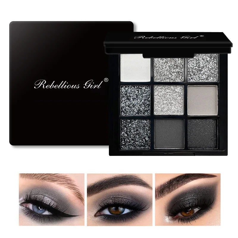 9 Color Black Eyeshadow Palette Matte Shimmer Dark Smoky Gray Professional Makeup Pigmented Long Lasting 9 Colores Maquillage