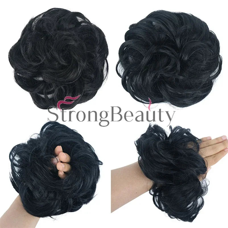 Synthetic Messy hair piece Daily Use Donut Chignon Scrunchies Fake Elastic Hairpiece Blonde Brown Bun For Women