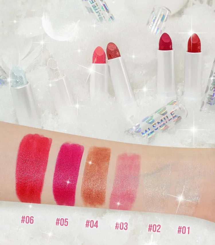 Diamond Metallic Pearlescent Lipstick Shiny Non-stick Cup Matte Velvet Waterproof Lip Stick Sexy Red White Lips Makeup Cosmetics