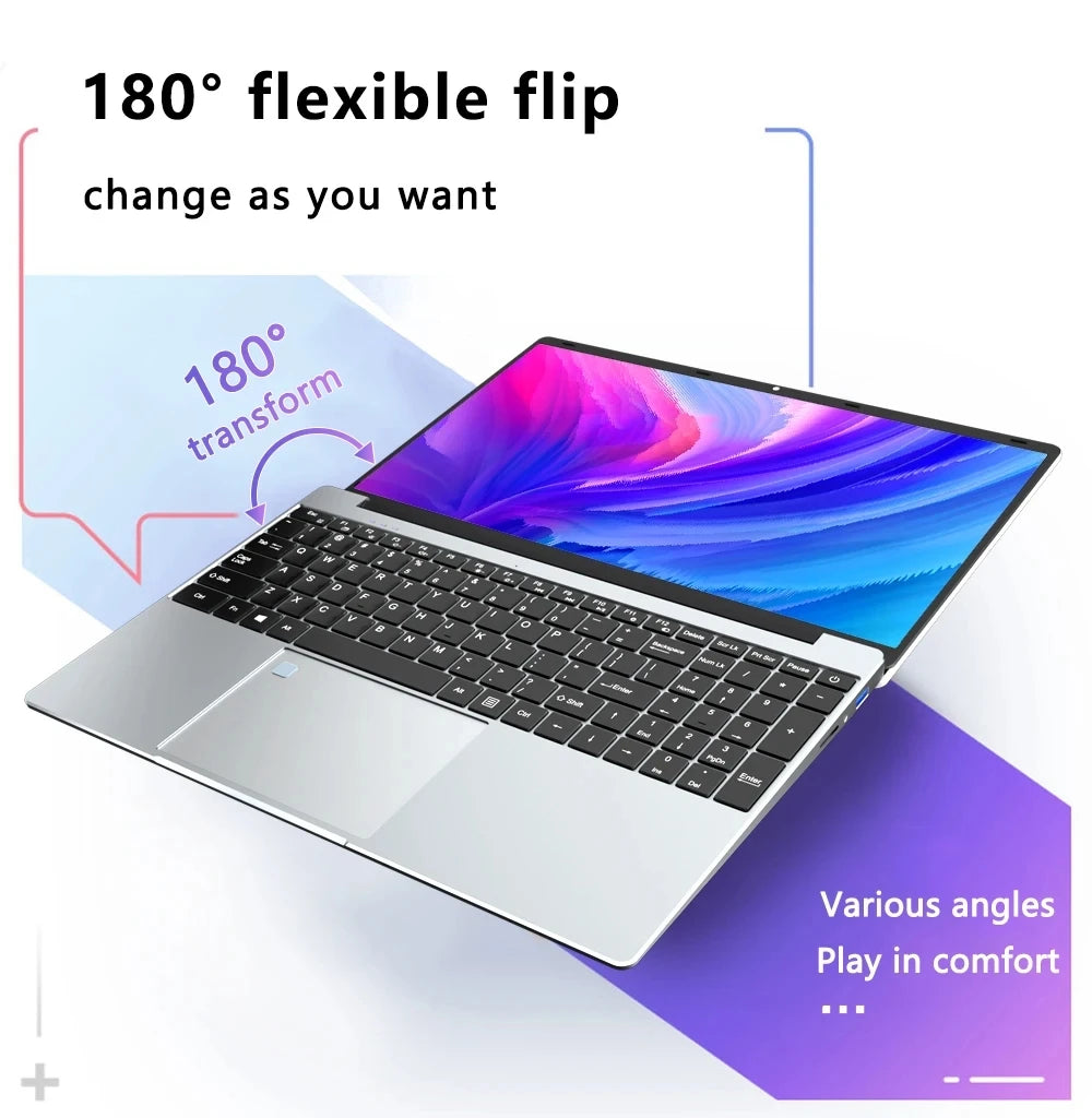 Laptop Intel N5095 15.6 Inch 32GB RAM 2TB SSD DDR4 Windows 11 Fingerprint Unlock Backlit Keypad HD Camera BT4.2 Computer PC