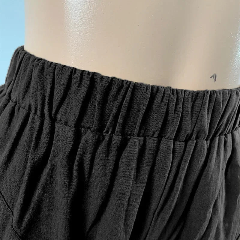 Spring Autumn Ladies Casual Cotton Linen Loose Slim Straight Leg Harem Pants Large Size Nine Points Seven Points Five Points