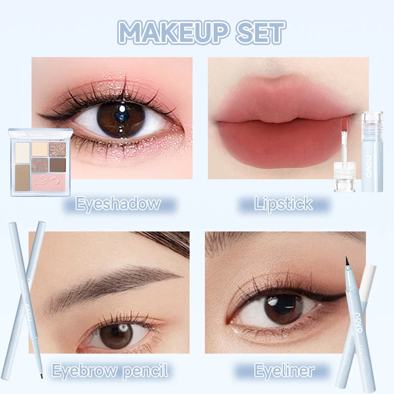 Makeup Set & Teen Girls,Beautiful Makeup Present Set,Includes Lipstick, Eyeshadow Palette, Eyeliner & Eyebrow Pencil