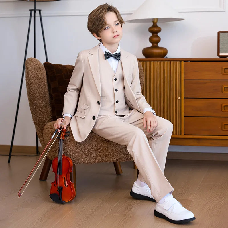 Child Boys Wedding Suit 1-14 Years Teenage Boy Suits Outfits Set Spring Autumn Elegant Boy Formal Piano Performance Costume Suit