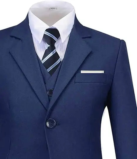 Child 4 Pieces Jacket Vest Pants Tie Black 007 Photograph Suit Gentleman Kids Skinny Piano Dress Boys Host Evening Party Costume