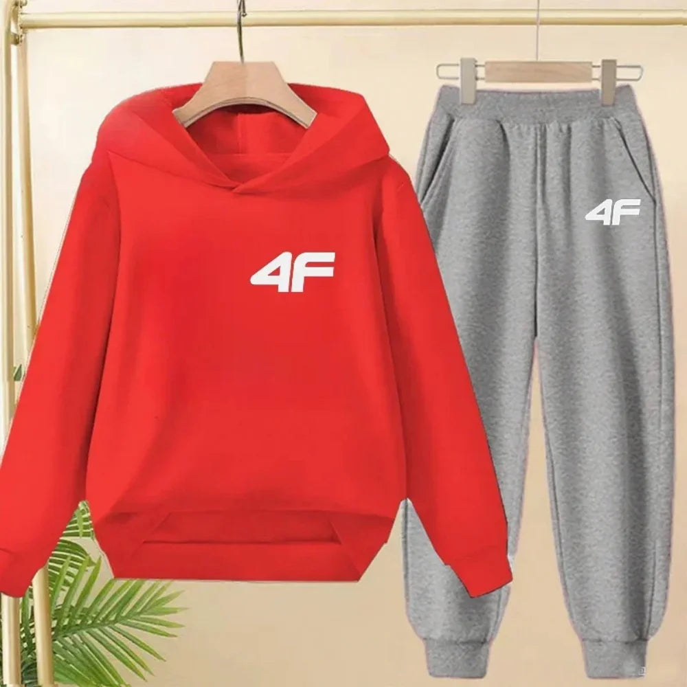 2026 Children's Adult Parent-Child Sportswear Set Boys and Girls Cartoon Print Hoodies and Pants Two-Piece Set Children's Fashio