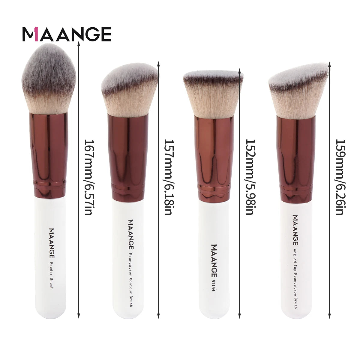 MAANGE 4Pcs Makeup Brushes with Case Foundation Concealer Powder Makeup Brush Soft Dense Bristles Big Cosmetic Brushes Beauty
