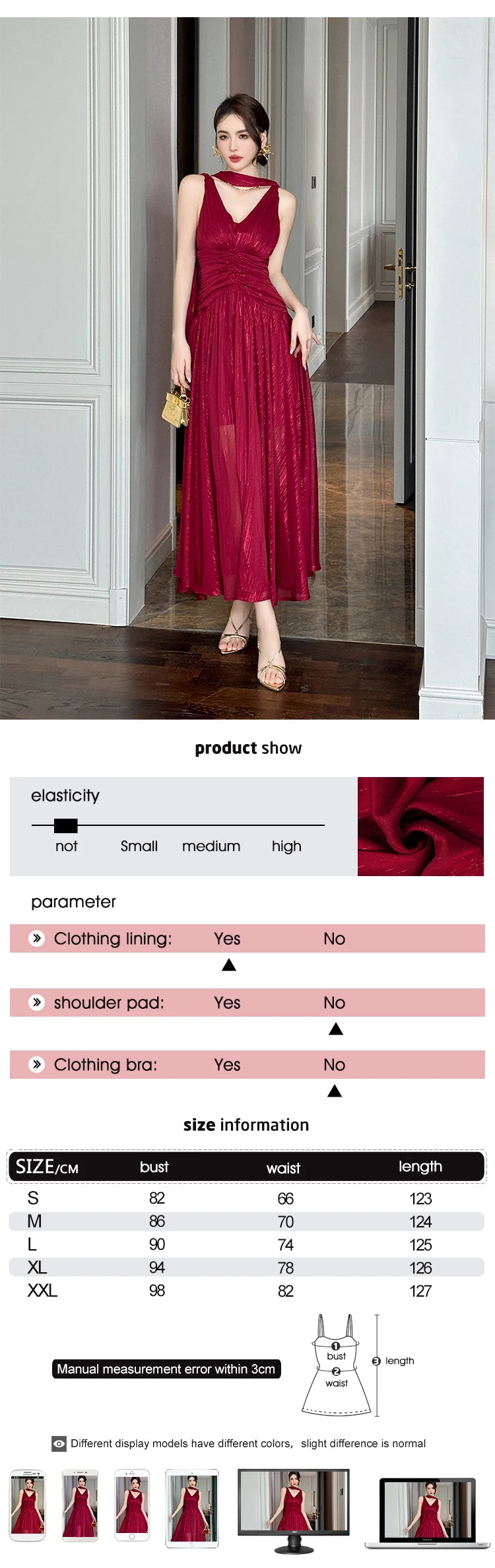 New Summer Chiffon Bright Silk Red Gown Evening Dress Women Clothes Elegant Sexy Tank V-Neck A-Line Maxi Robe Party Prom Vestido