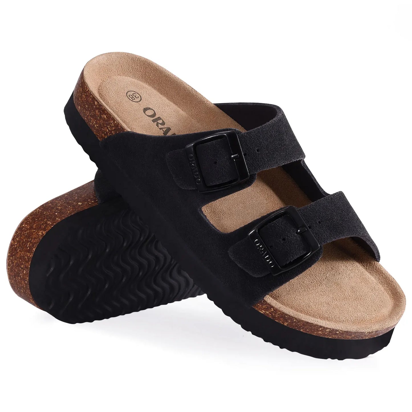 Kidmi New Fashion Women's Sandals Summer Cork Clogs Sandals Classic Women Mules Soft Suede Beach Slides With Adjustable Buckle