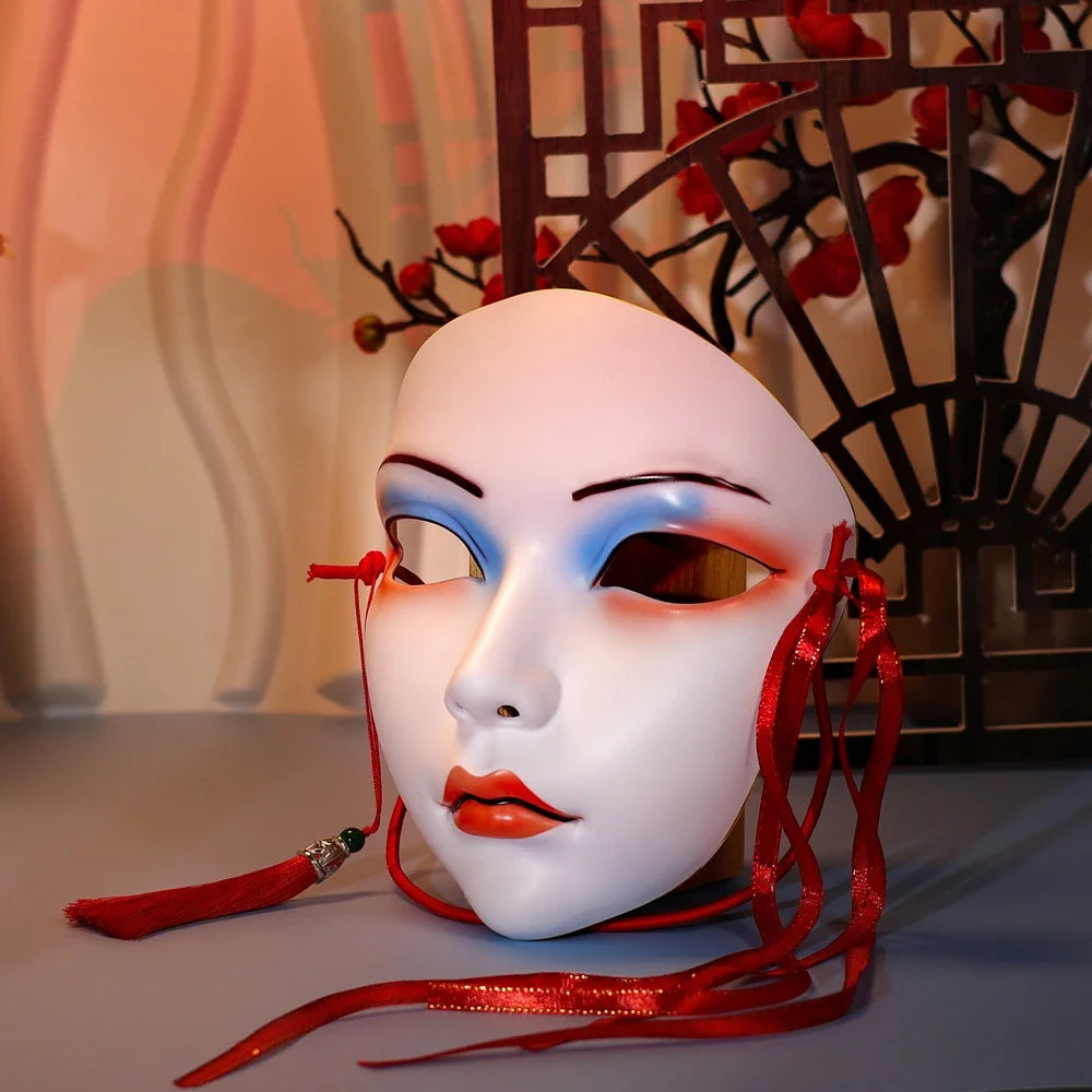 Adult Party Mask Hand Painted Makeup Full Face Carnival Queue Mask Kabuki  Masquerade  For Carnival Mardi Gras Cosplay