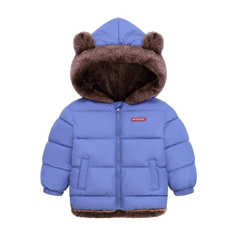 Winter Boys Girls Down Coats Kids Plush Velvet Jackets Children Thick Hooded Outerwear Baby Toddler Autumn Winter Padded Clothes