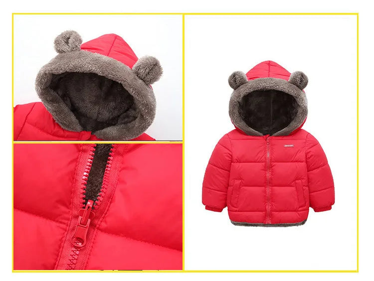 Winter Boys Girls Down Coats Kids Plush Velvet Jackets Children Thick Hooded Outerwear Baby Toddler Autumn Winter Padded Clothes